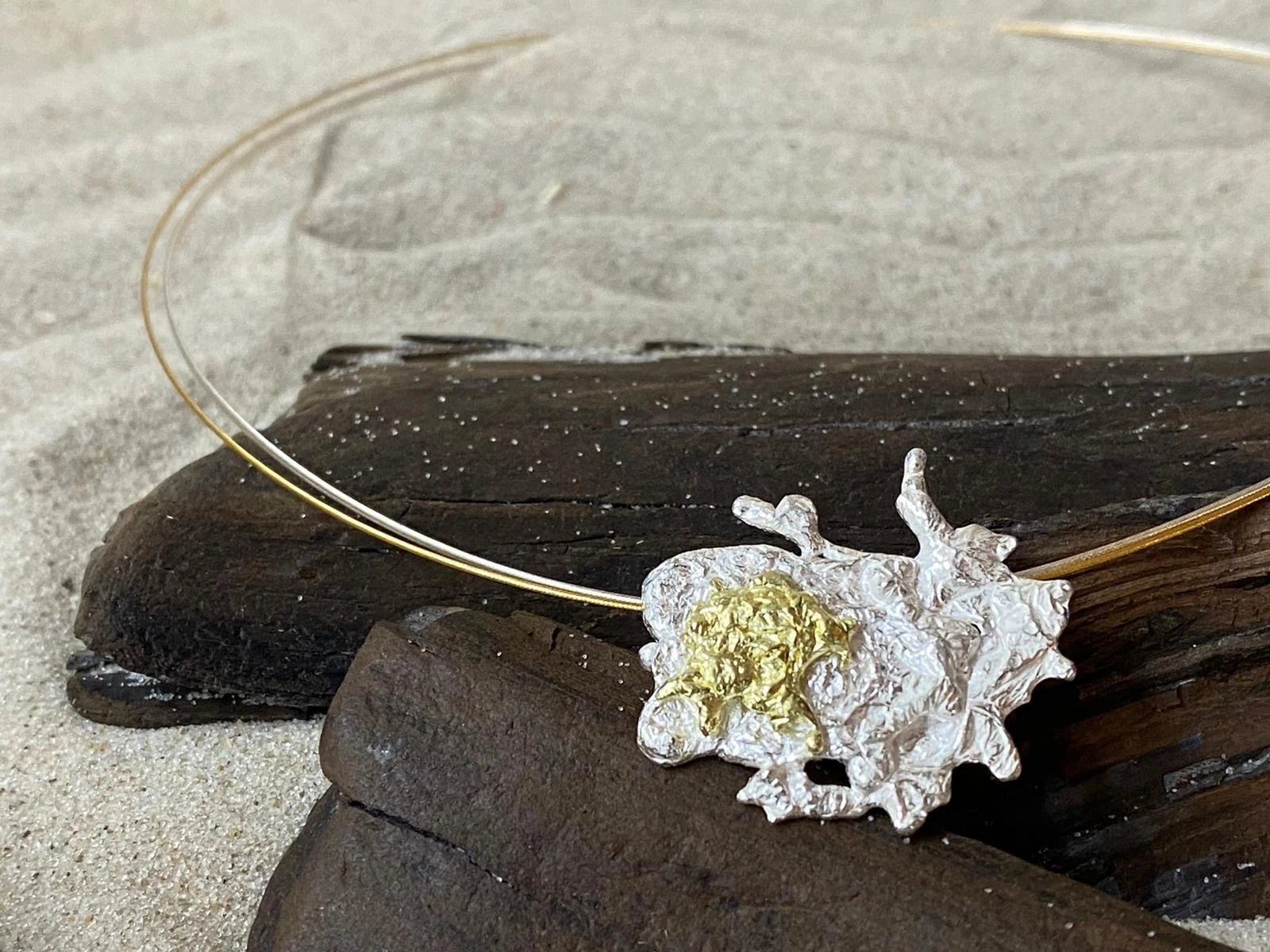 Damen Anhänger "Möwenschiss", 925er Silber|750er Gold