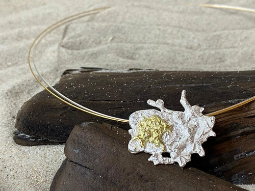 Damen Anhänger "Möwenschiss", 925er Silber|750er Gold