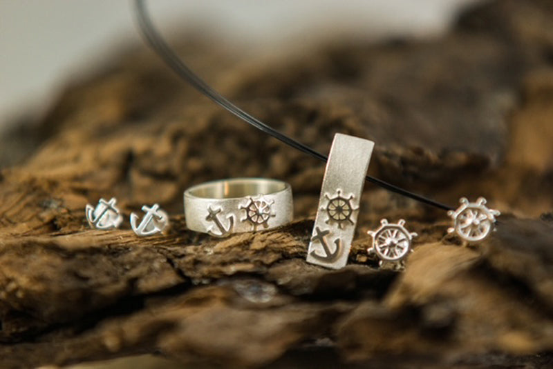 Unisex Ring "Anker & Steuerrad", 925er Silber