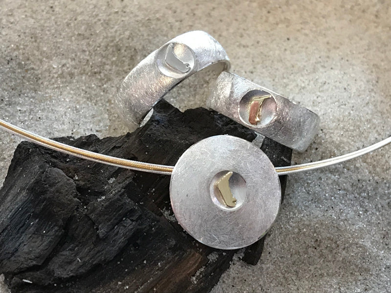 Unisex Ring "Amrum", 925er Silber|750er Gold