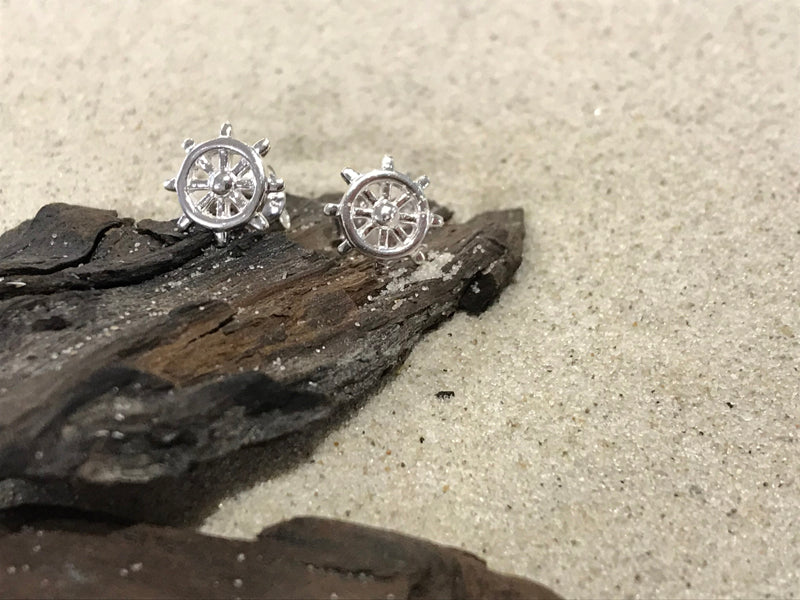 Damen Ohrstecker "Steuerrad", 925er Silber