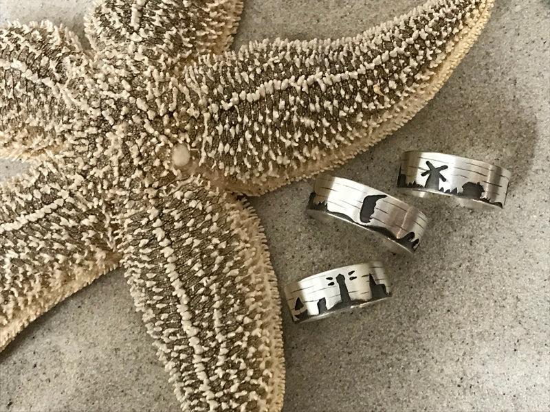 Unisex Ring "Inselmotive", 925er Silber