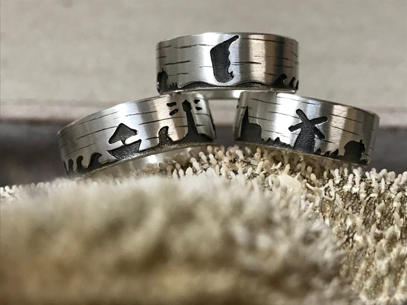 Unisex Ring "Inselmotive", 925er Silber
