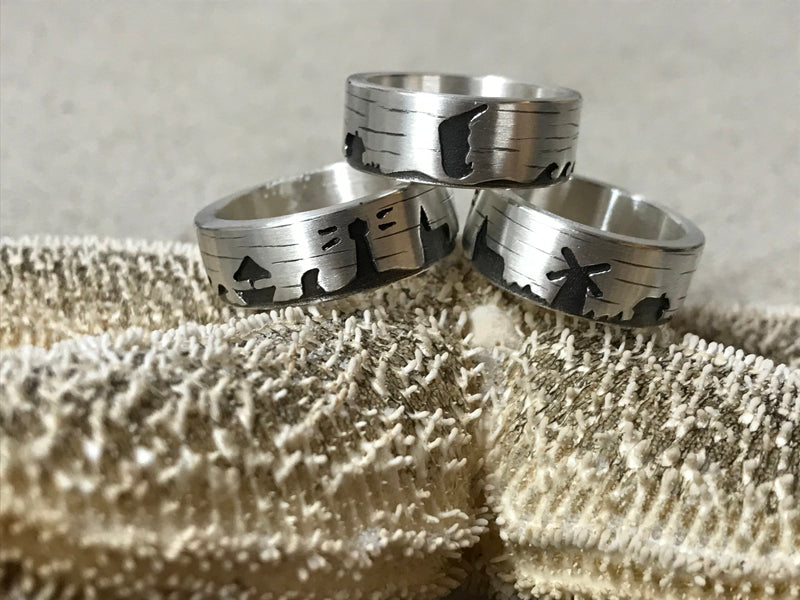 Unisex Ring "Inselmotive", 925er Silber