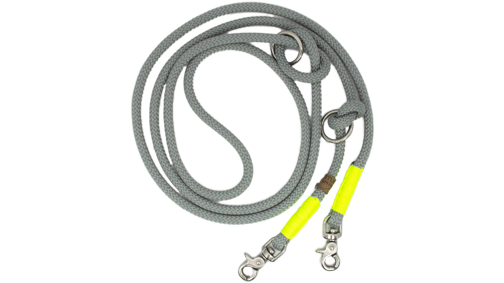 Hundeleine Tauwerk "Grau-Neongelb"