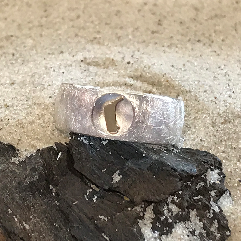 Unisex Ring "Amrum", 925er Silber|750er Gold